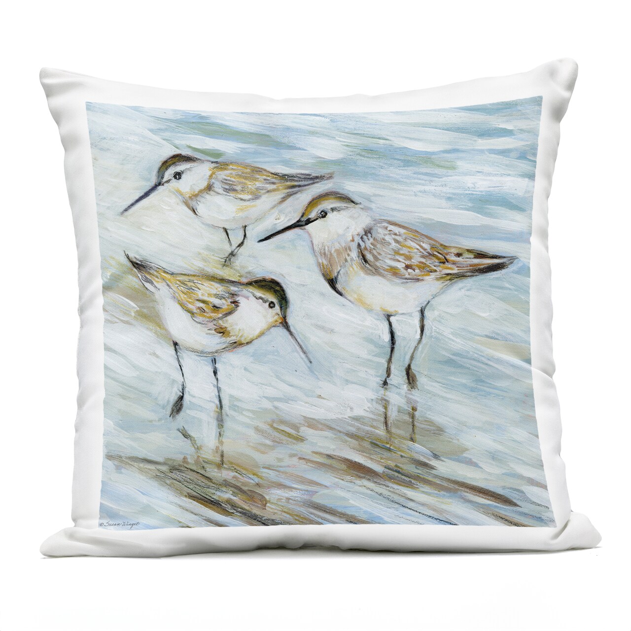 Stupell Industries Wetlands Sandpiper Trio Outdoor Printed Pillow, design by Susan Winget, 18 x 7 x 18